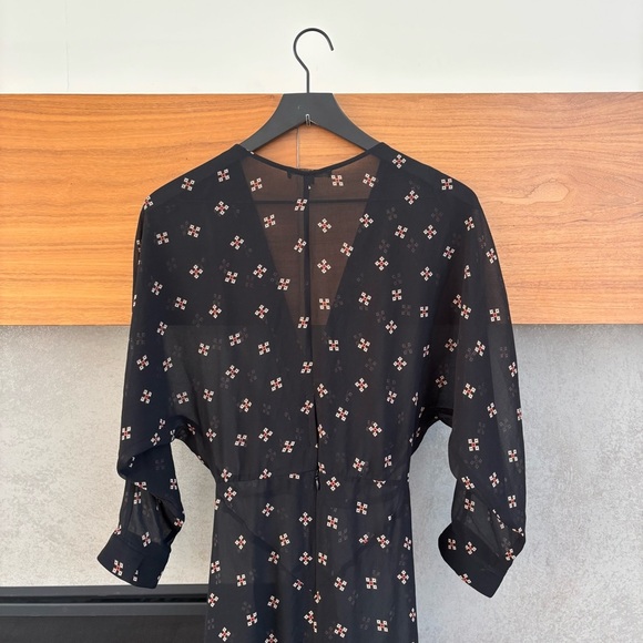 Maje Ritunia Black Long Sleeves Sheet Asymmetrical Dress, Size 2 - Picture 9 of 13